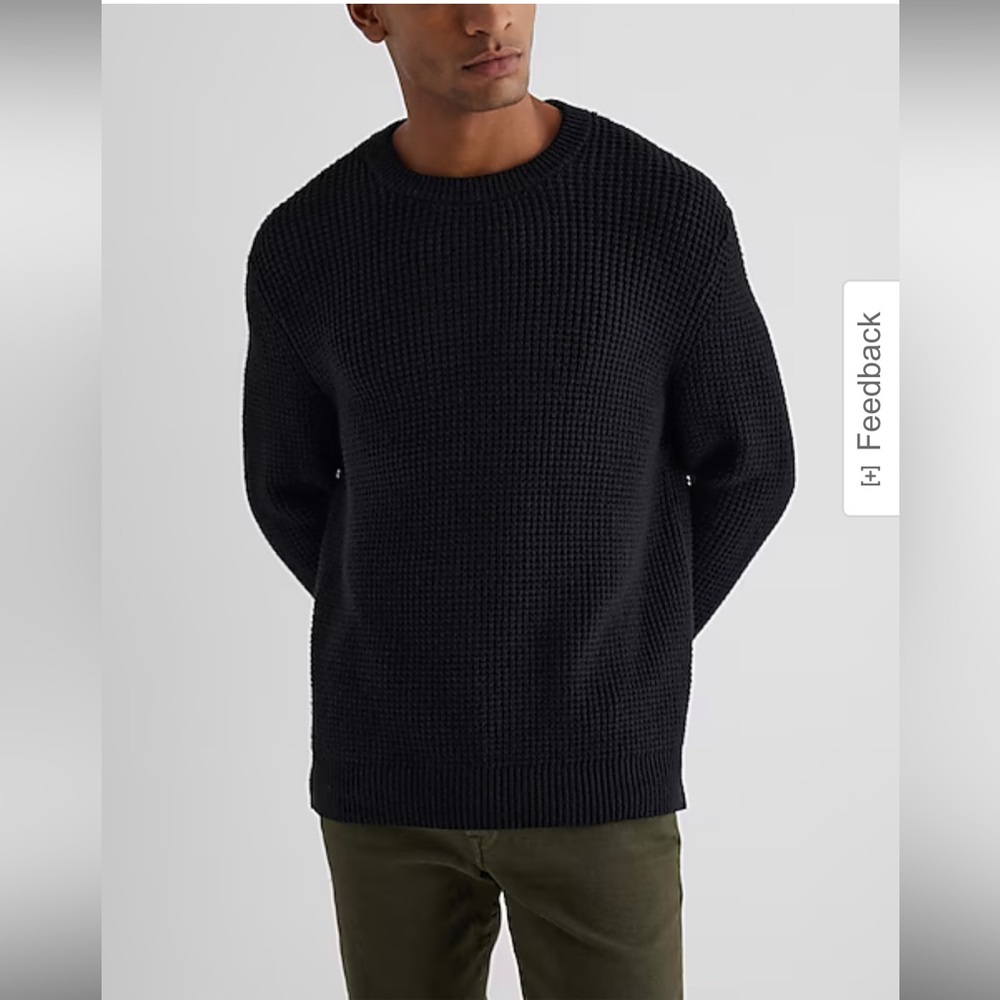 Oversized Cotton-Blend Waffle Knit Sweater